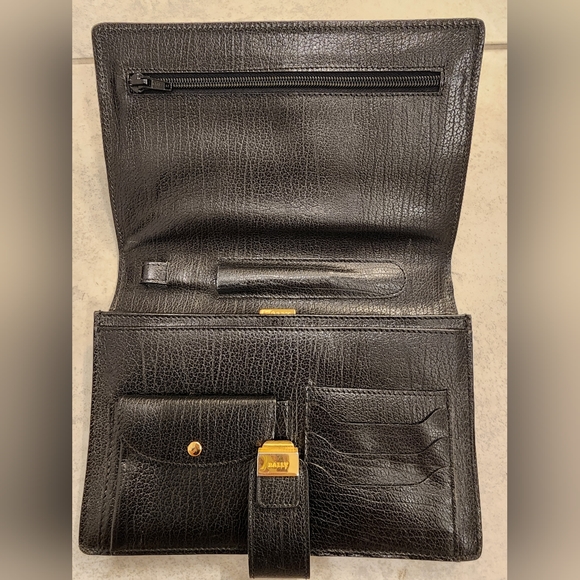 RARE Bally Black Leather Organizer Wristlet - Picture 3 of 8